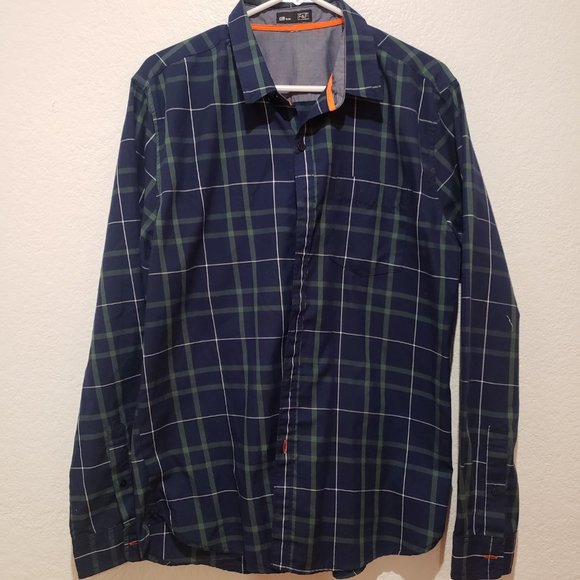 F&F Mens Long Sleeve Button Down Dress Shirt. Glen Plaid. Size XL Slim Fit - Picture 1 of 4